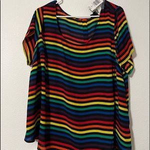 Brand new rainbow striped blouse from Torrid.
